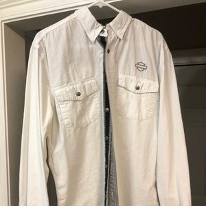 Large white Harley Davidson Mens dress shirt